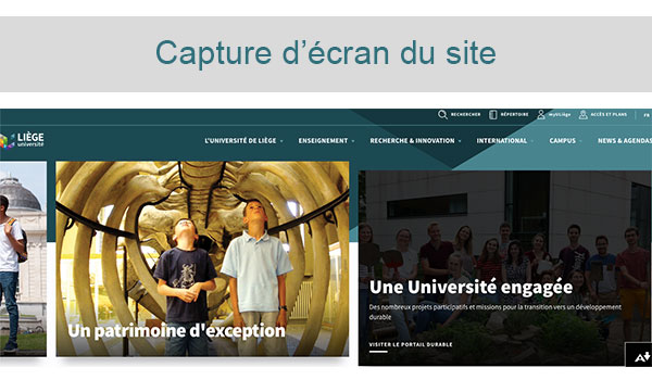 Site internet de l'université du liège