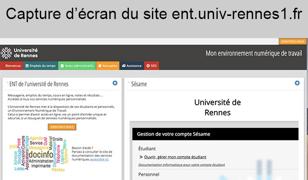 Site internet ENT Rennes 1